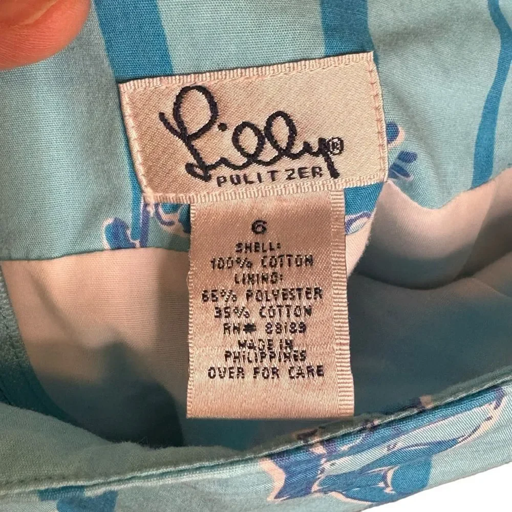 VINTAGE Lilly Pulitzer Women's Seahorse Ocean Tropical Blue Mini Skirt Size 6